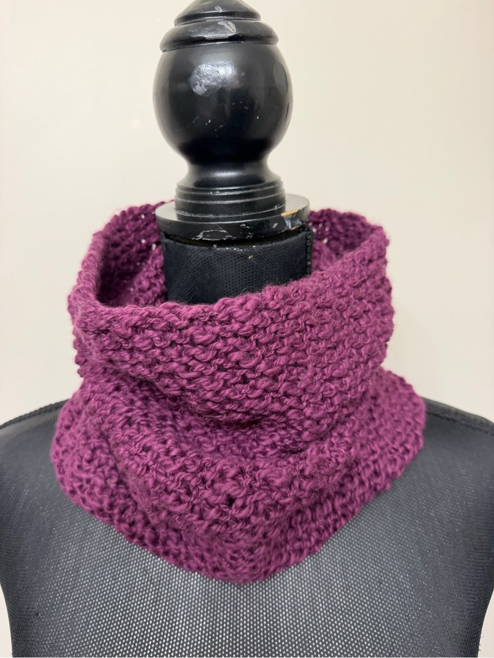 New Unisex Hand Knit Eco Organic Cotton Wine Color Neck Warmer / Cowl OS